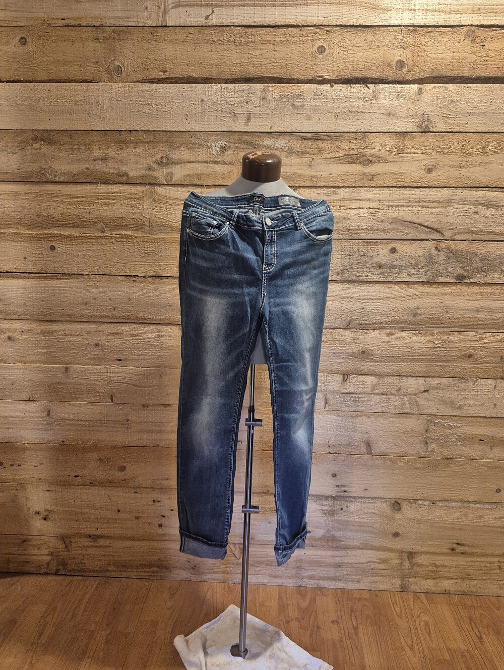 5/$30 Or 10/$50 Women's Boyfriend Jeans in Washed Blue Denim
